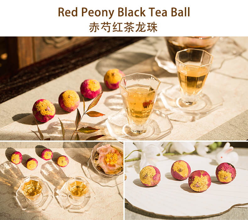 Red peony black tea ball