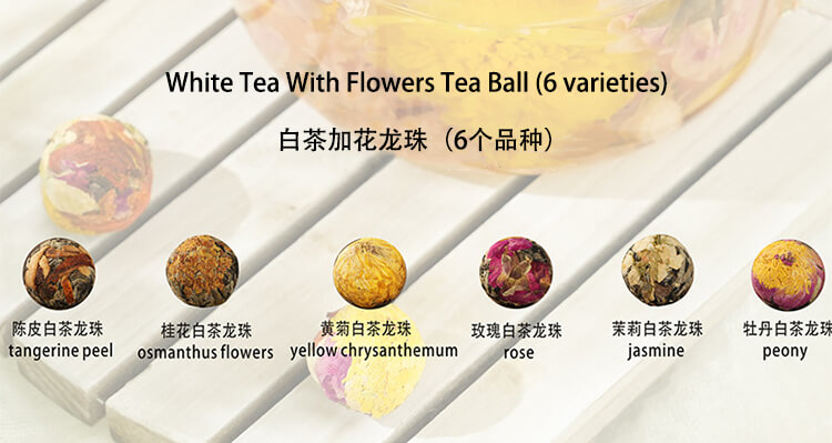 White tea with flowers tea ball 6 varieties