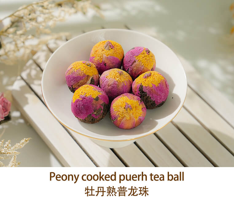 Peony cooked puerh tea ball