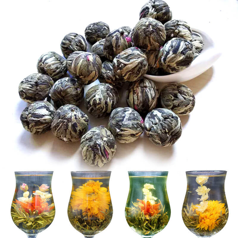 Different varieties of green tea ball