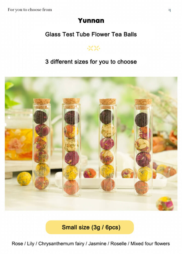 Glass test tube flower tea balls