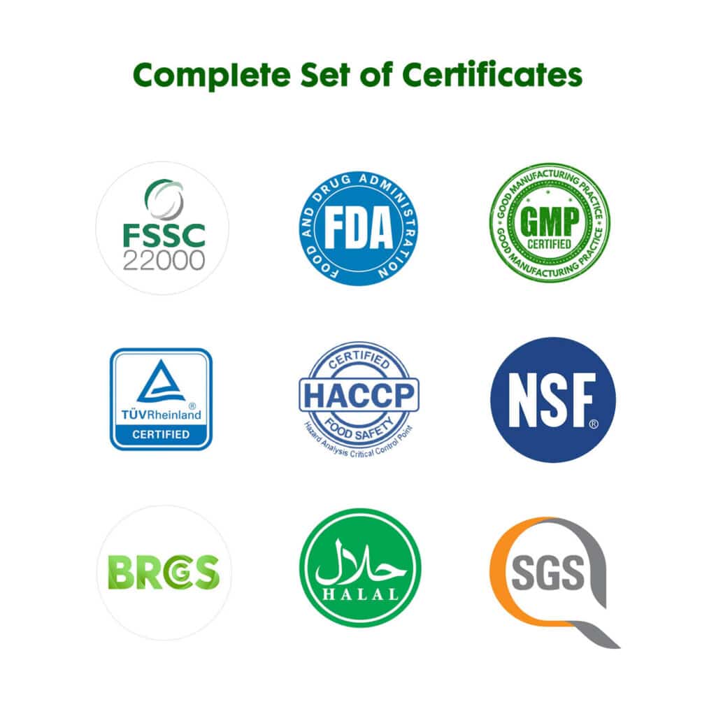 Dietary Supplement certificates